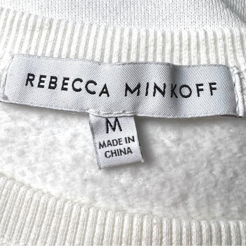 REBECCA MINKOFF Sweatshirt Puffy Sleeve White Crew Neckline Medium - Picture 7 of 8